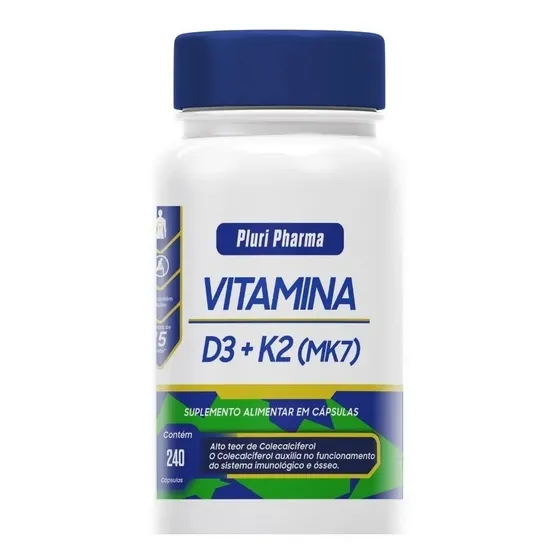 Vitamina D3 5000ui + Vit K2 Mk7 150mcg Pluri Pharma 240cap