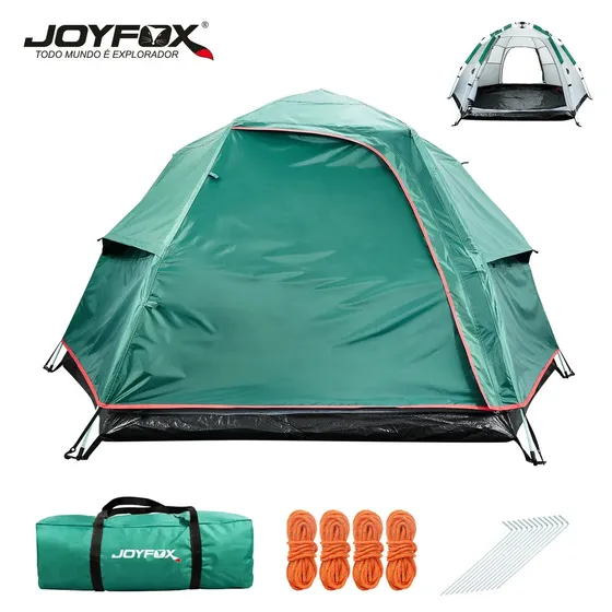 Barraca Camping Automática Joyfox 5-6 Pessoas Família 280*240*150cm Impermeável 3000mm Verde