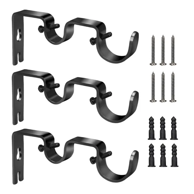 Soporte Set 3 Cortinero Doble Para Pared Ajustable Gancho