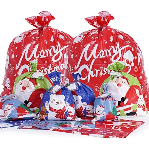 12 Bolsas De Regalo Navideñas Grandes 44  X 36  Pulgad...