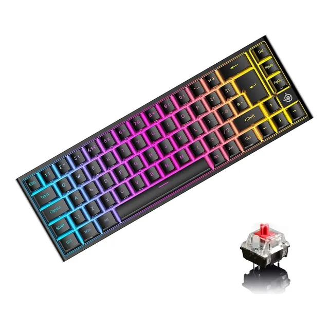 Lexonelec Wired 60% De Teclado De Juegos Mecánicos, Rgb Chro