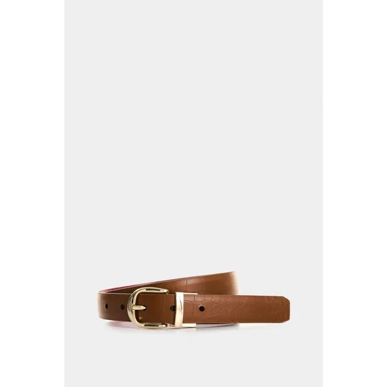 Vélez Cinturón Doble Faz De Cuero Para Mujer Abombado Miel L Color Marrón claro Talla S