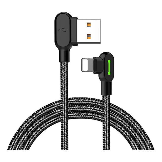 Cabo Carregador Para iPhone Curto 0,5m 50cm 90° Led Mcdodo