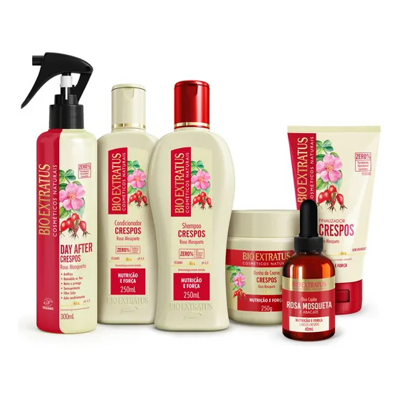Kit Bio Extratus Crespos Linha Completa Rosa Mosqueta
