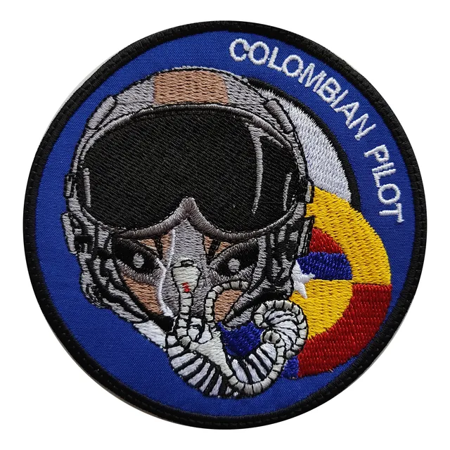 Parche Bordado  Air Force Colombian Pilot Casco Fac Cucarda