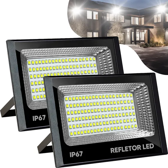 Kit 2 Refletor Super Led 200w À Prova D'água Branco Frio Ip67 6500k 127/220V