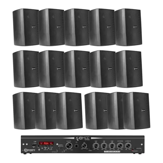 Kit Sonorização Ths 6000 Taramps 4x100watts + 14 Cx Ps200