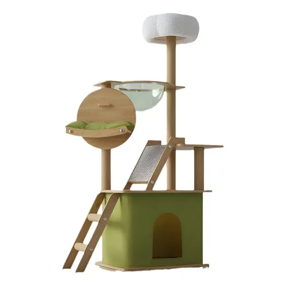 Torre Rascador Casa Torre Animales Para Gatos 140cm Verde Claro