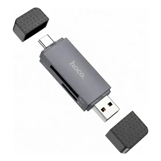 Hoco Hb45 Lector De Memoria 2 En 1 Tipo C / Usb2.0 Up 2tb Gris