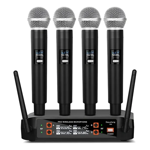 Microfone sem fio portátil Depusheng Dx4 de 4 canais, cor preta