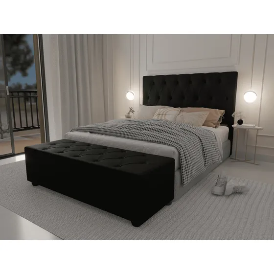 Cabeceira Com Pés Capitonê Recamier Bau Italia Camas Queen