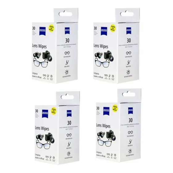 Kit 4 Caixas Lenço Zeiss Limpa Lentes Óculos 120 Unid
