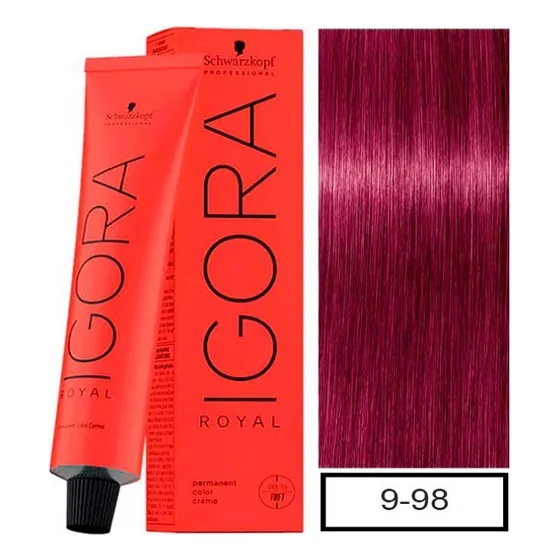 Tintura Igora Royal 9-98 Rubio Muy Claro Violeta Rojo + Oxig