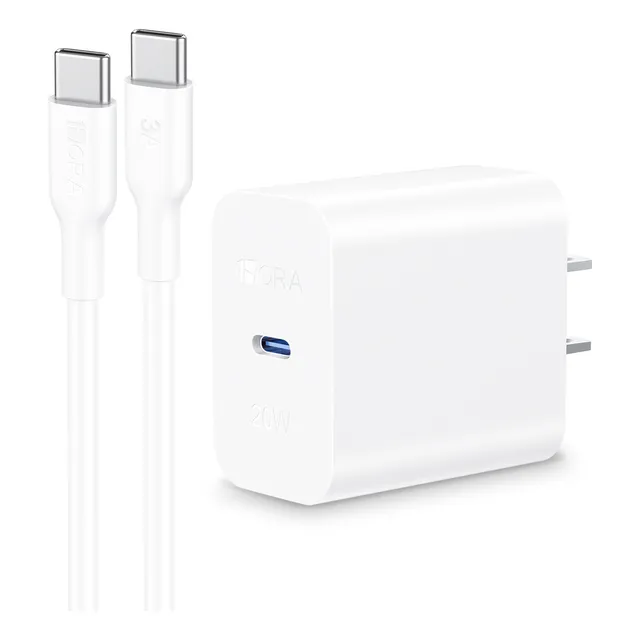 Cargador Tipo C Carga Rápida PD 20W 1Hora con Cable USB C a C para IP 16 15 Pro Max Compatible con Samsung Galaxy A16, S24, S22/Xiaomi Pocophone Poco M5s, C75/Motorola