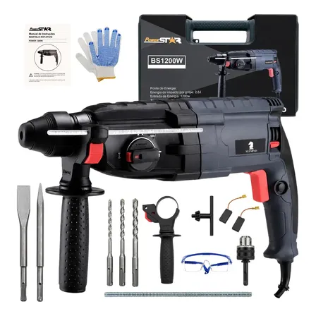 Martelete Perfurador Rompedor Profissional 1200w Sds Plus 26mm Com Maleta E Acessórios Allmind Azul 127v