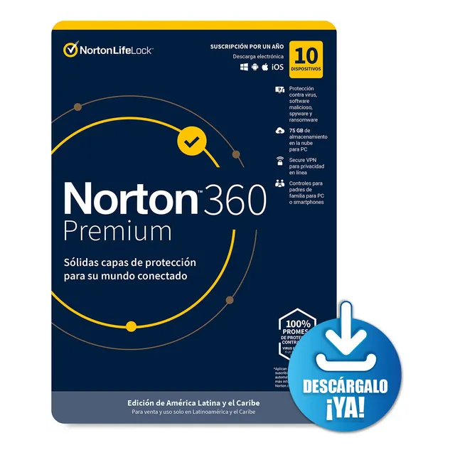 Antivirus Norton 360 Premium Licencia Anual - 10 Dispositivo