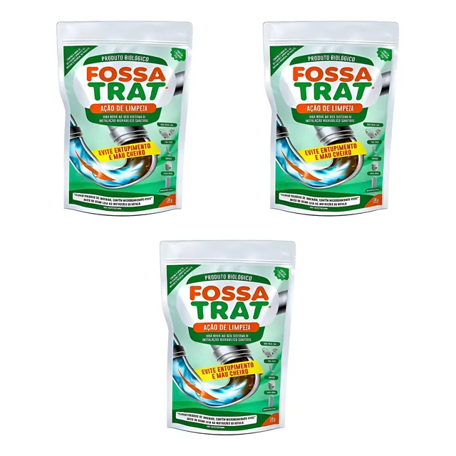 Kit 3 Limpadores Biológico Fossa Caixa Gordura Esgoto 100g