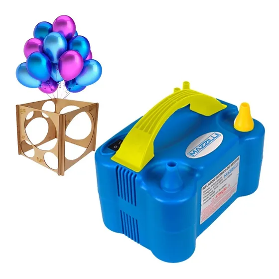 Inflador Compressor Balão Bexiga 2 Bico +medidor Bexiga