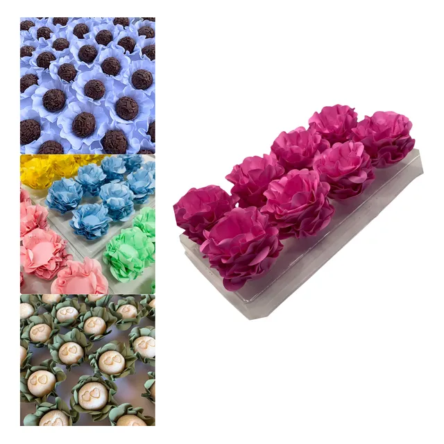 40 Forminhas Flor Doces Finos Casamento Festa - Varias Cores