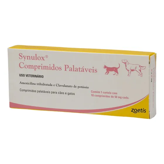 Antibiótico Synulox 50mg Com 10 Comprimidos - Zoetis Cor Branco