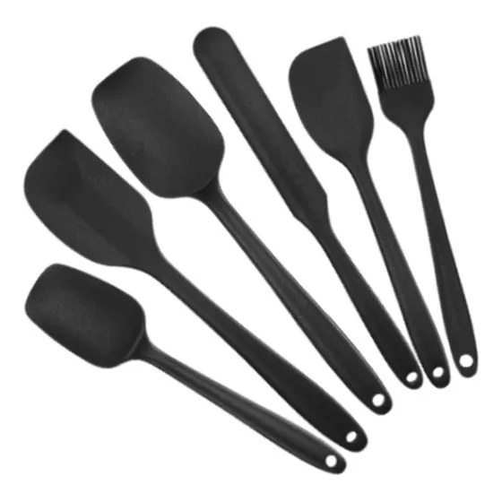 Juego De Espátula De Silicona De 6 Piezas, Espátula Negro