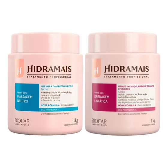 Kit Hidramais Massagem Neutra + Drenagem Linfatica Profissional 1kg