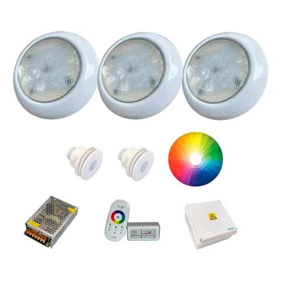 Kit 3 Luz Vulcano Para Hormigon/fibra De Vidrio+componentes