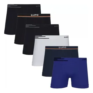 Kit 6 Cuecas Box Boxer Lupo Sem Costura Basic Microfibra 436 Kit 6 Cuecas Box Boxer Lupo Sem Costura Basic Microfibra 436