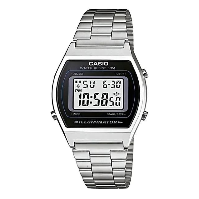 Reloj Casio B640wd-1avdf Mujer Vintage 100% Original Color de la correa Plateado Color del bisel Negro Color del fondo Negro
