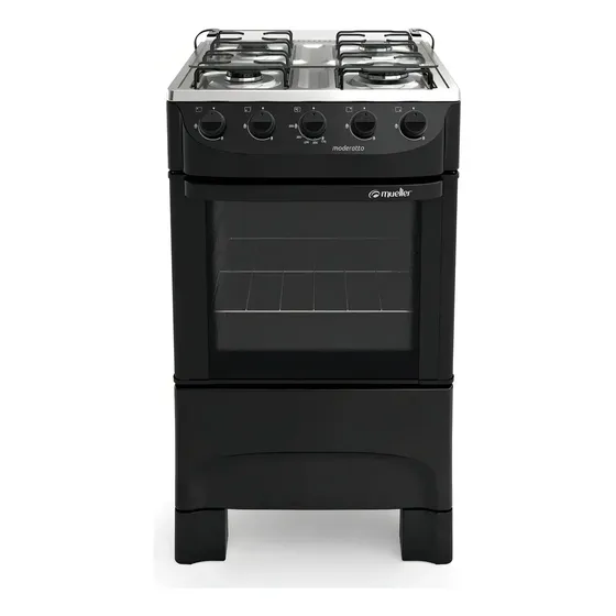 Cocina Mueller Moderatto 4 bocas glp color negro mate con puerta con visor | Cuotas sin interés