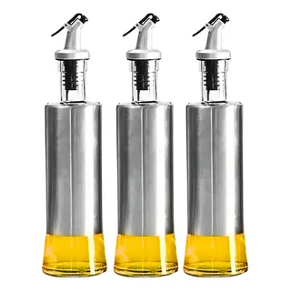 Kit Com 3 - Dispenser Em Vidro Inox Azeite Chef Galheteiro Kit Com 3 - Dispenser Em Vidro Inox Azeite Chef Galheteiro