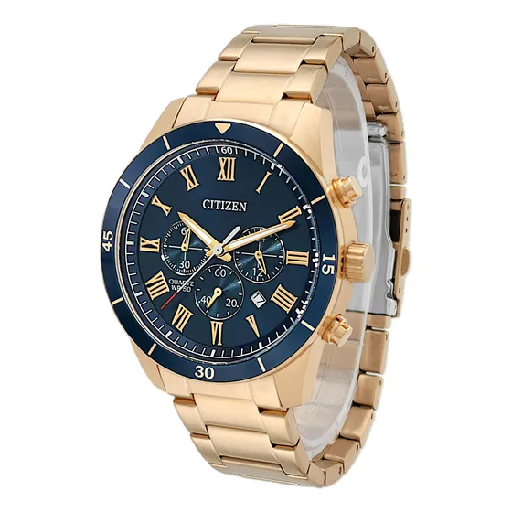Relógio Citizen Masculino Cronógrafo Citizen An8169-58l Tz31507A Cor Correia Dourado Cor do Fundo Azul