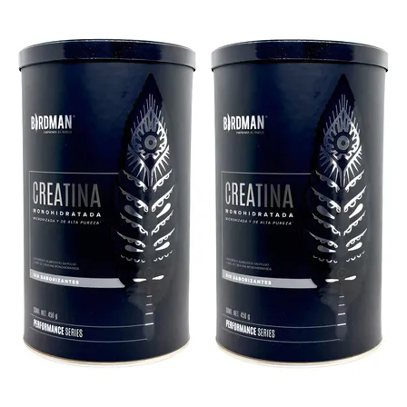 Creatina Monohidratada Pura 2 Botes De 450g 180 Serv Birdman Sin Sabor