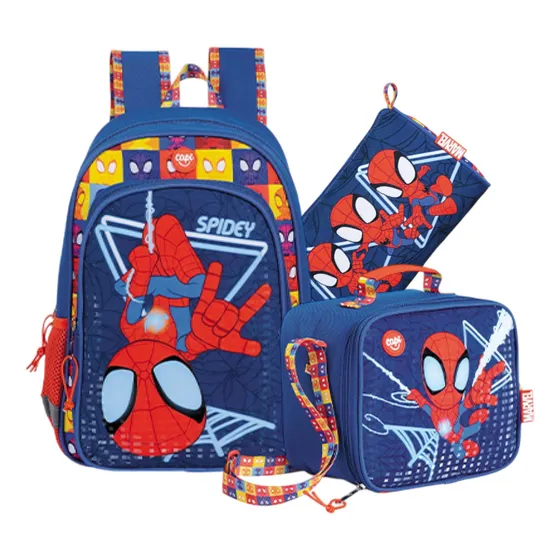Combo Morral + Cartuchera + Lonchera Spidey And Friends Capi