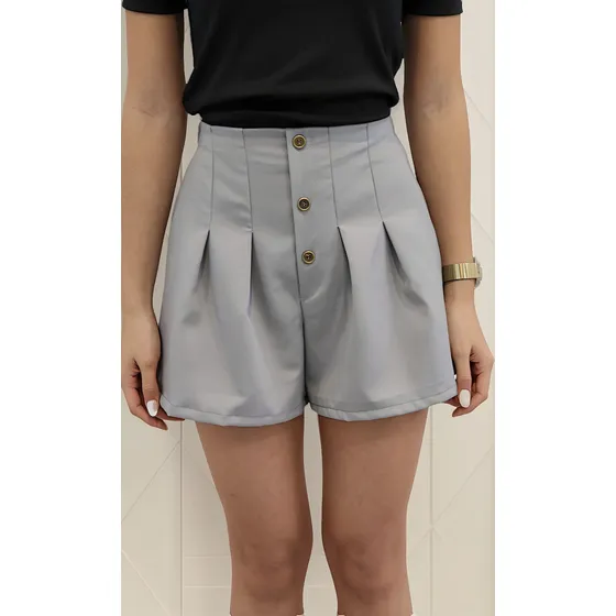 Short Crep Sastrero Con Botones Amarili 23-4-1