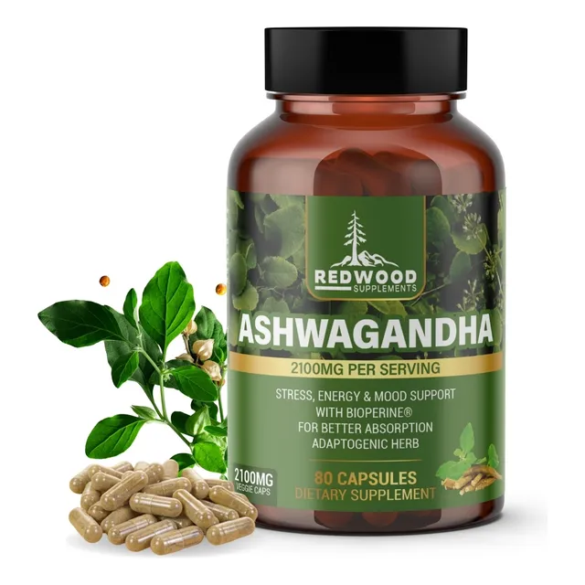 Ashwagandha 2100mg Extra Fuerza Aliviar Estrés 80 Capsulas