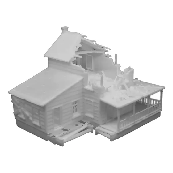 Outland Models Ferrocarril Paisaje Edificio Dañado Casa 1:87