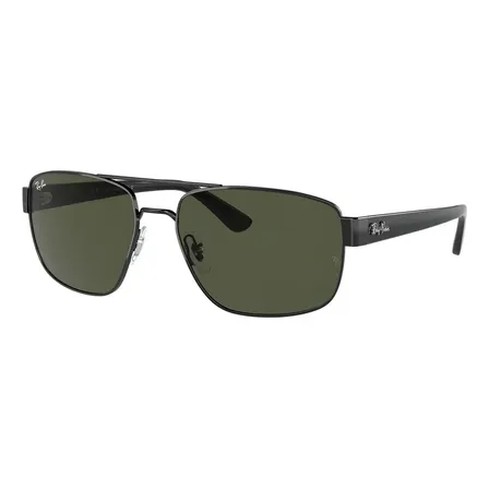 Óculos de sol Ray-Ban RB3663l Standard armação de aço cor polished gunmetal, lente green de cristal clássica, haste polished gunmetal/grey de náilon