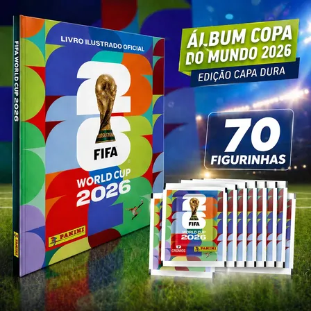 Álbum Copa Do Mundo 2026 Capa Dura Oficial + 70 Figurinhas