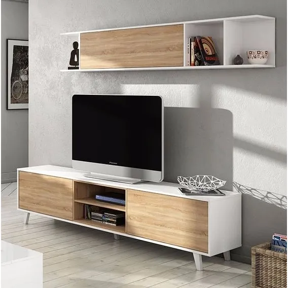 Centro De Entretenimiento Tv X2 Piezas Estilo Nordico