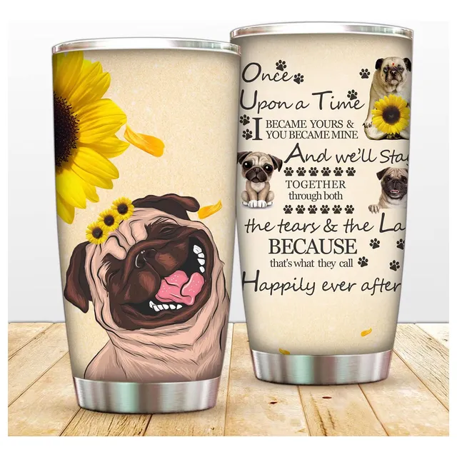 Taza Vaso Labio Paja Diseño Perro Girasol Doble Pared Para