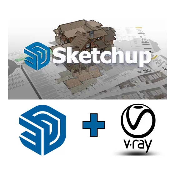 Sketchup 2023 + Vray 6  Pack 2 X1 Para Modelado 3 D