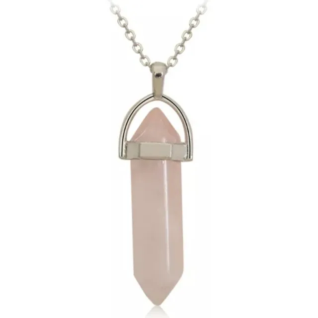 Collar Colgante Cuarzo Natural Cuero