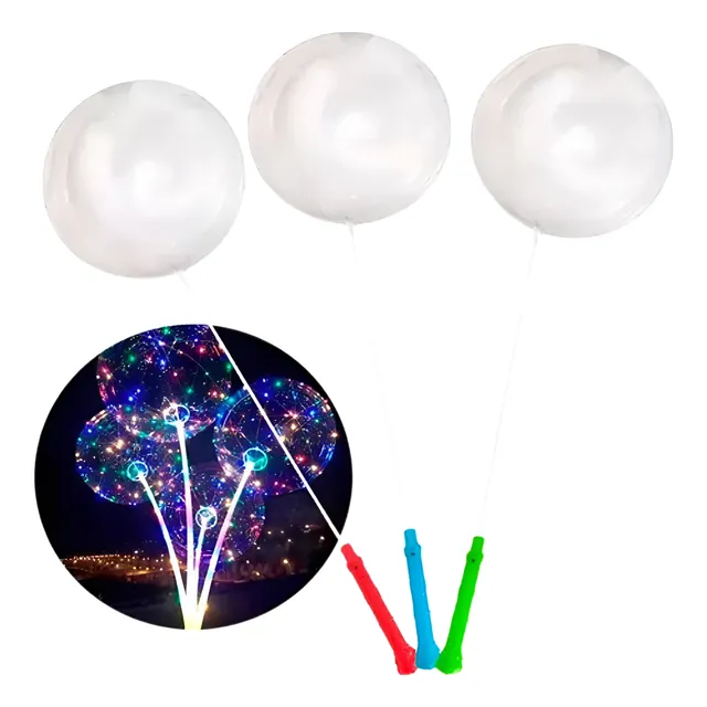 Pack X 5 Globos Burbuja Con Luces Led Y Paliglobo Con Luces