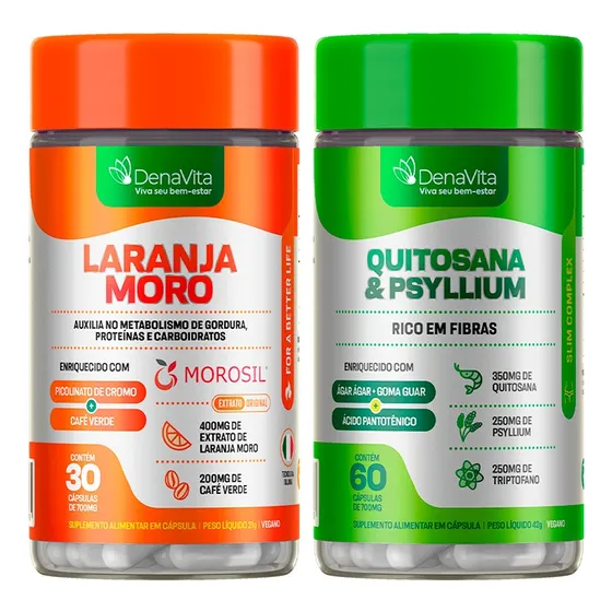 Kit Laranja Moro Morosil + Quitosana + Psylluim - Denavita