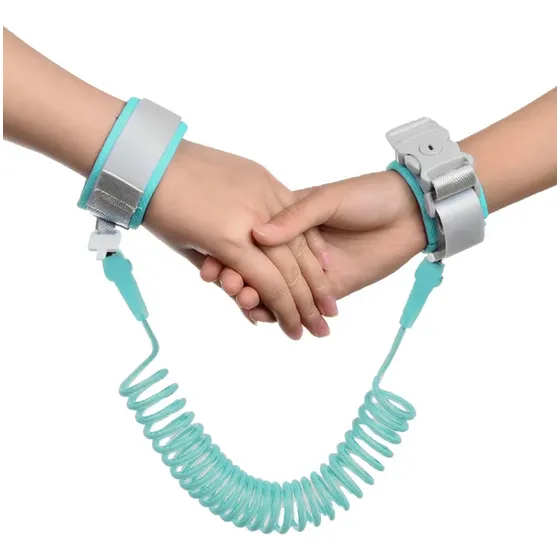 Pulseira Segurança Guia Pulso Infantil Bebê Com Trava Chave Cor Azul-celeste Lisa
