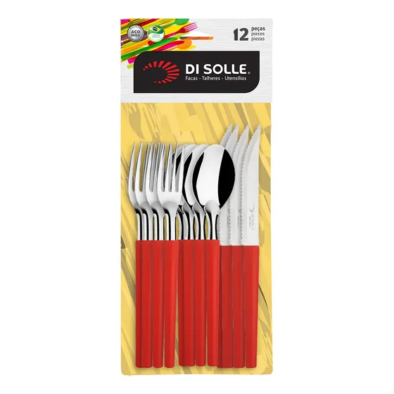 Juego 24 Piezas Acero Inox Mango Rojo Millenium Di Solle