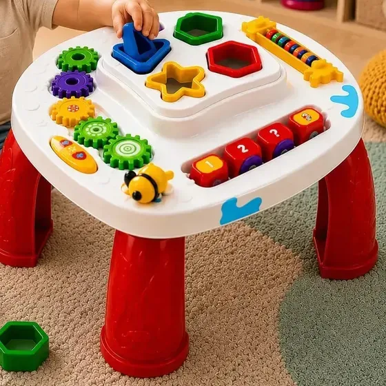 Mesinha Didática Educativa Com Atividades Infantil Divertida Cor Vermelho