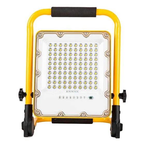 Refletor Holofote Led C/ Bateria Recarregável Portátil 300w Carcaça Amarelo Luz Branco-frio 127/220v