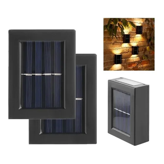 Aplique Luz Lampara Pared Bidireccional Panel Solar Calida Estructura Negro
